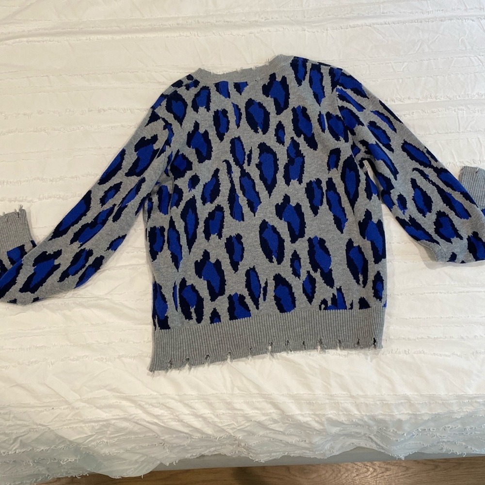 Blue leopard print sweater